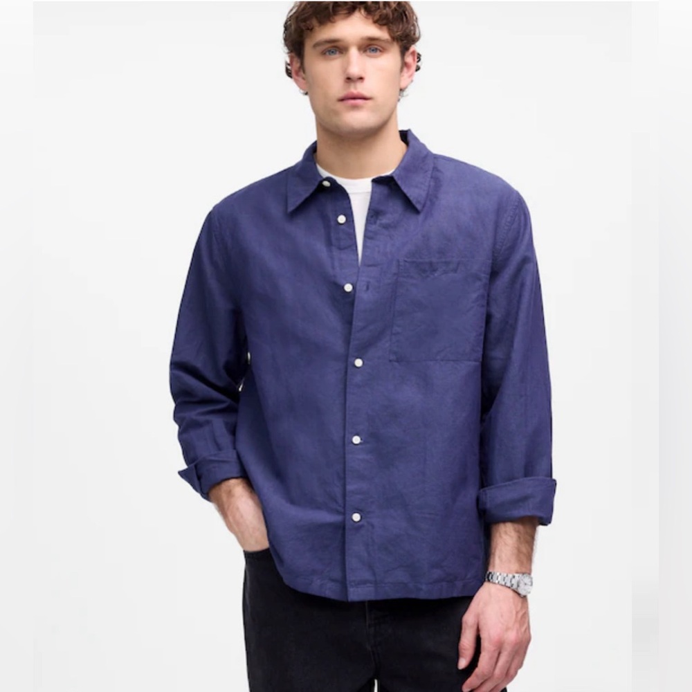 Madewell Button-Up Shirt in Cotton-Linen Blend Size Small NEW without Tag